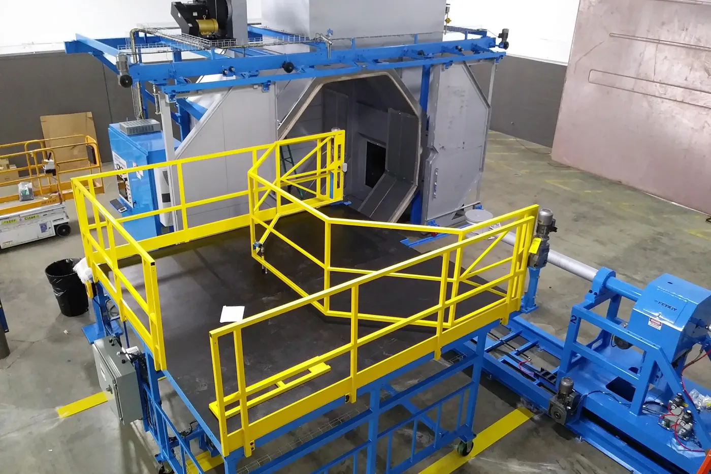 Polymeric liner rotomolding machine at Steelhead Composites, used to manufacture seamless polymer liners for advanced pressure vessels.
